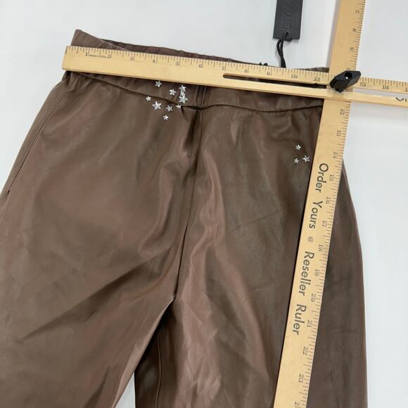 Blank NYC Pants Womens 27 Brown Faux Leather Leggings Love Much Vented - Picture 10 of 12